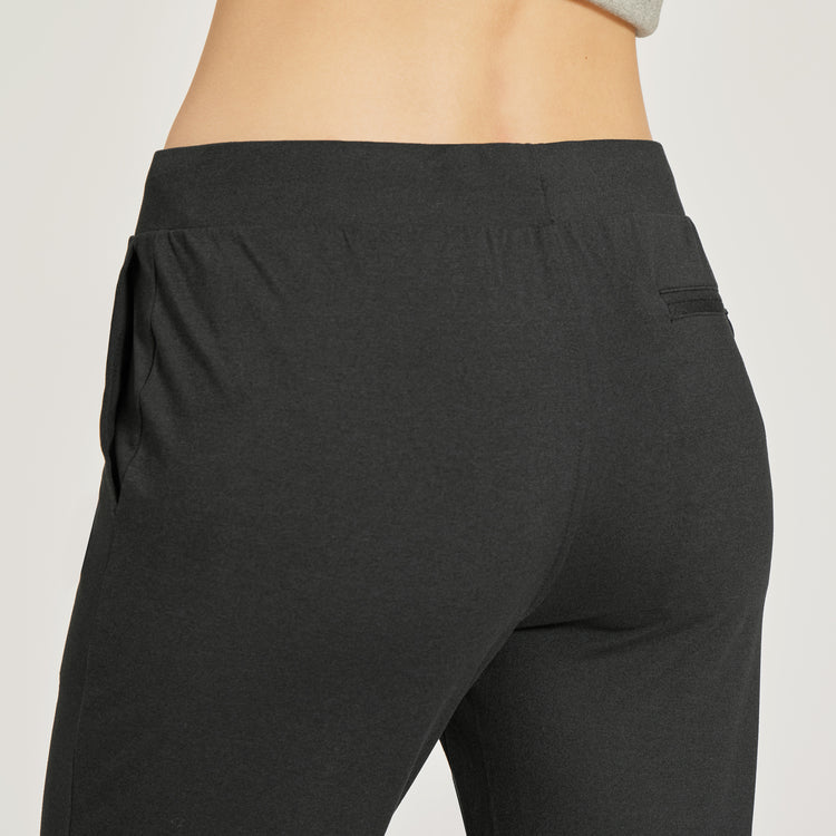 Women wearing Black Heather Cropped Performance Jogger