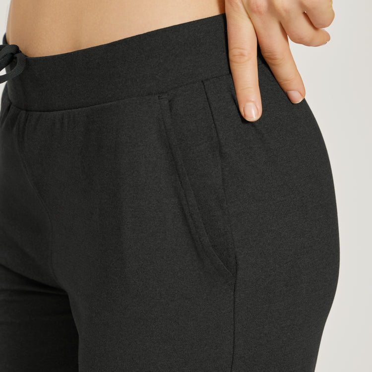Women wearing Black Heather Cropped Performance Jogger
