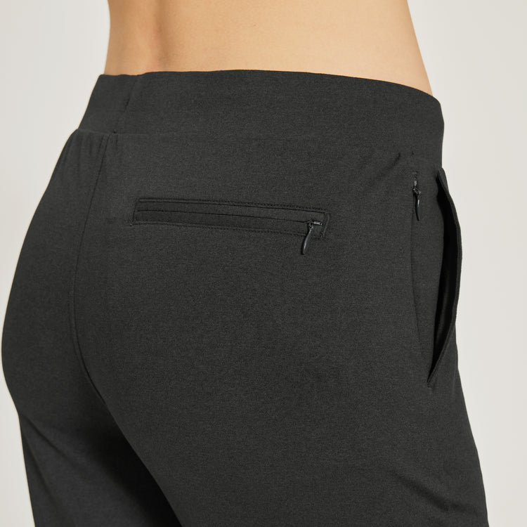 Women wearing Black Heather Cropped Performance Jogger