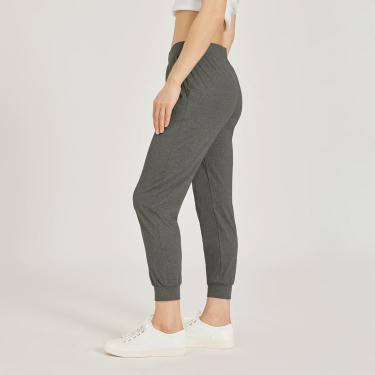WomenMen wearing Charcoal Heather Cropped Performance Jogger