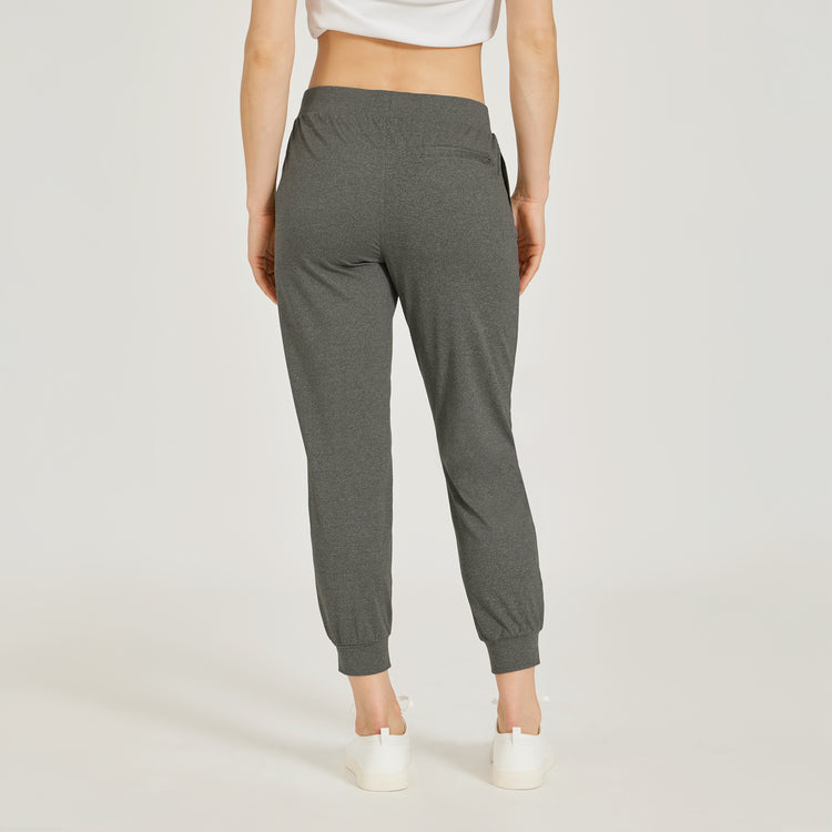 WomenMen wearing Charcoal Heather Cropped Performance Jogger