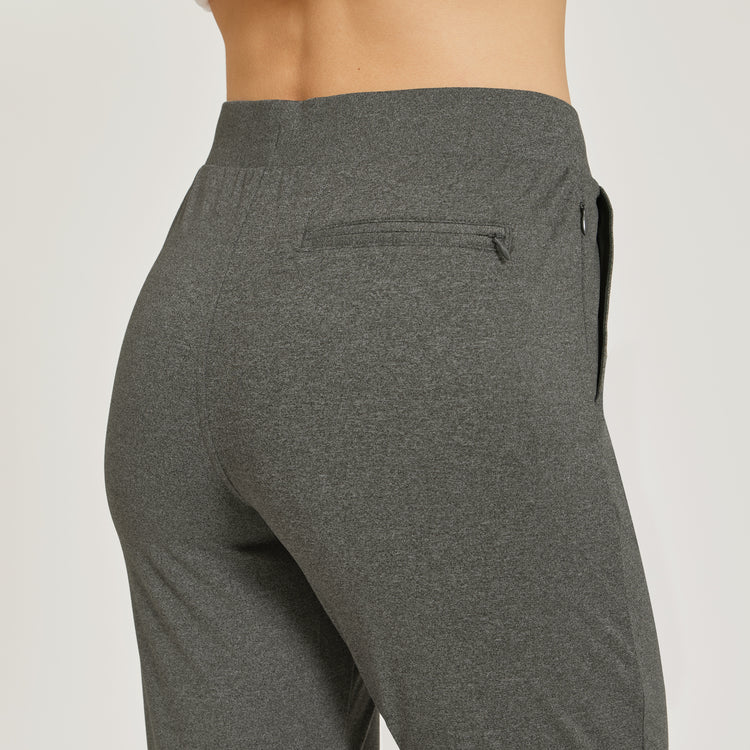 WomenMen wearing Charcoal Heather Cropped Performance Jogger