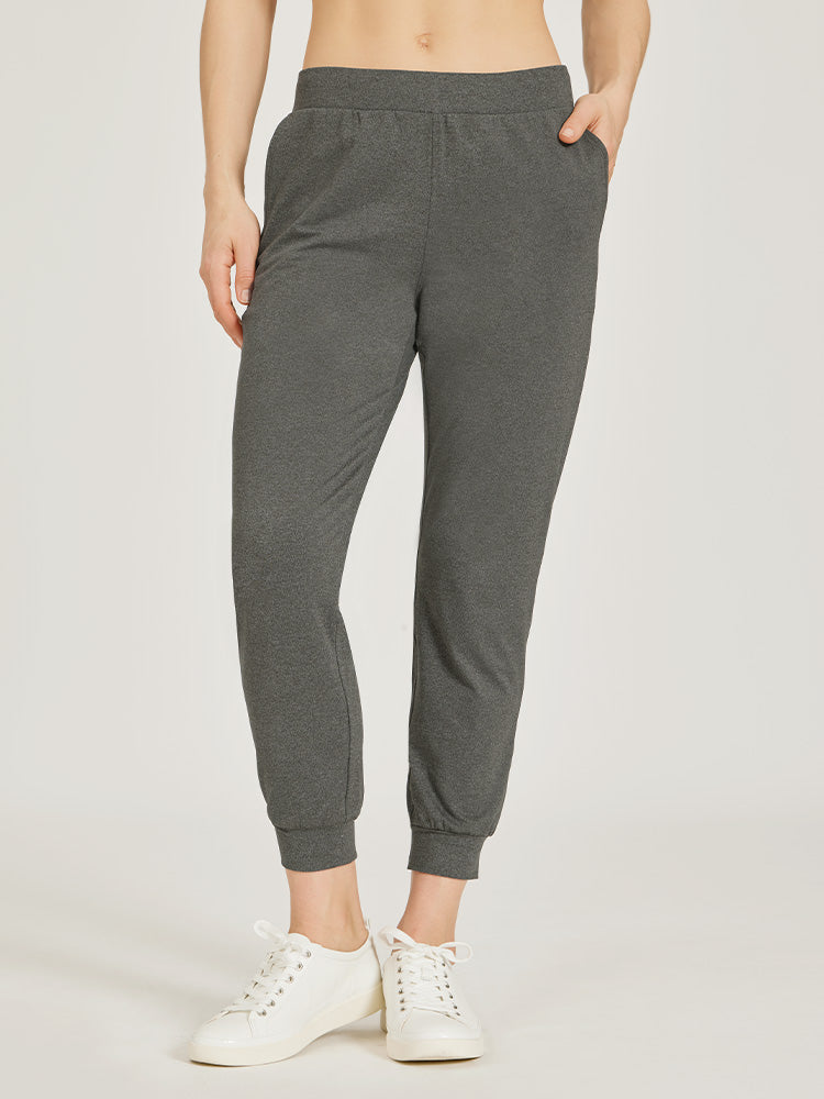 WomenMen wearing Charcoal Heather Cropped Performance Jogger