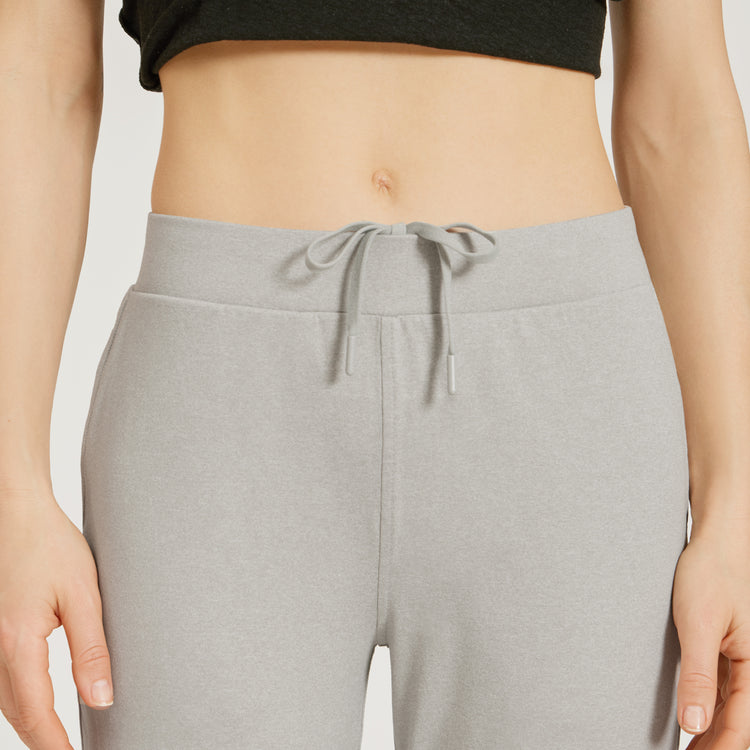 Women wearing Silver Gray Heather Cropped Performance Jogger