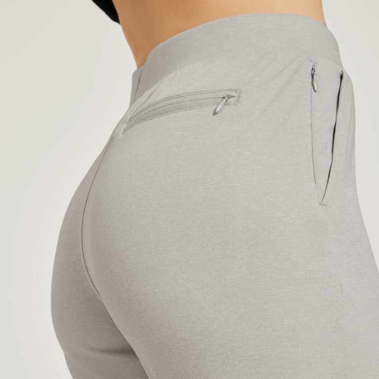 Women wearing Silver Gray Heather Cropped Performance Jogger