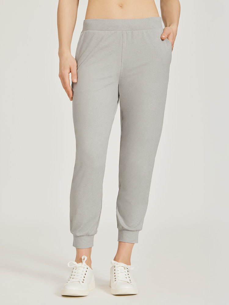 Women wearing Silver Gray Heather Cropped Performance Jogger