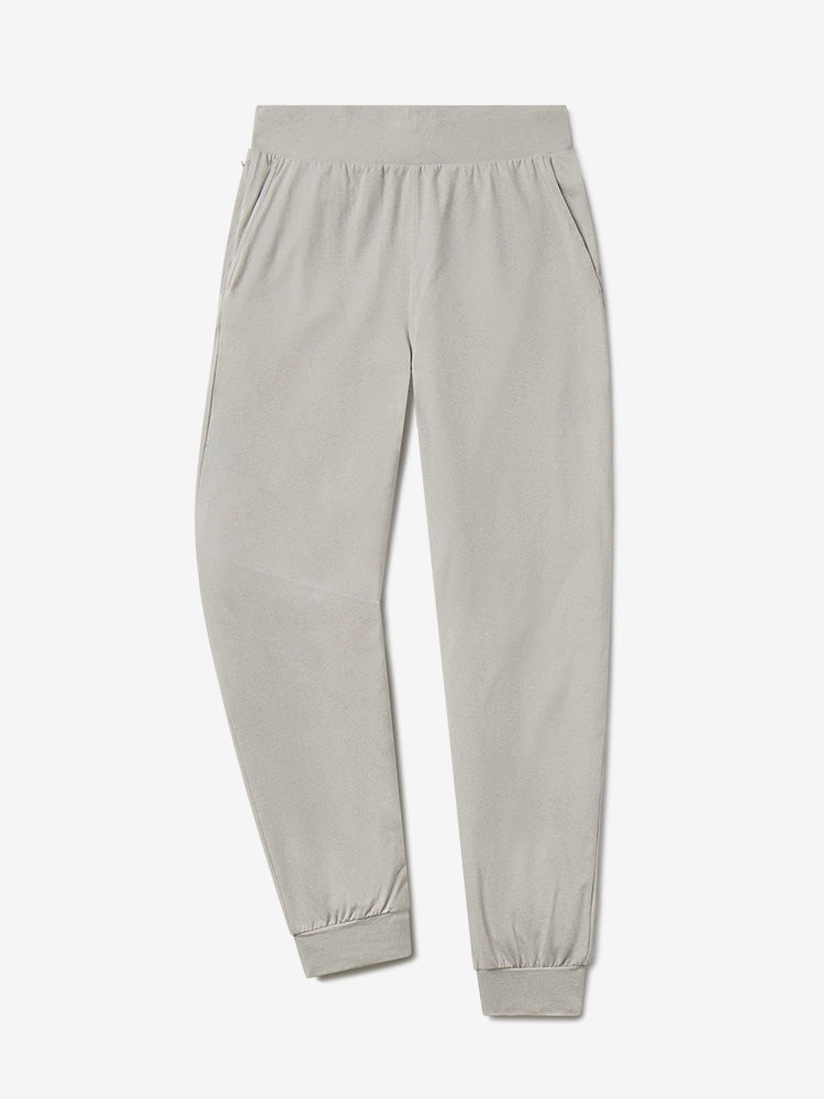 Women wearing Silver Gray Heather Cropped Performance Jogger