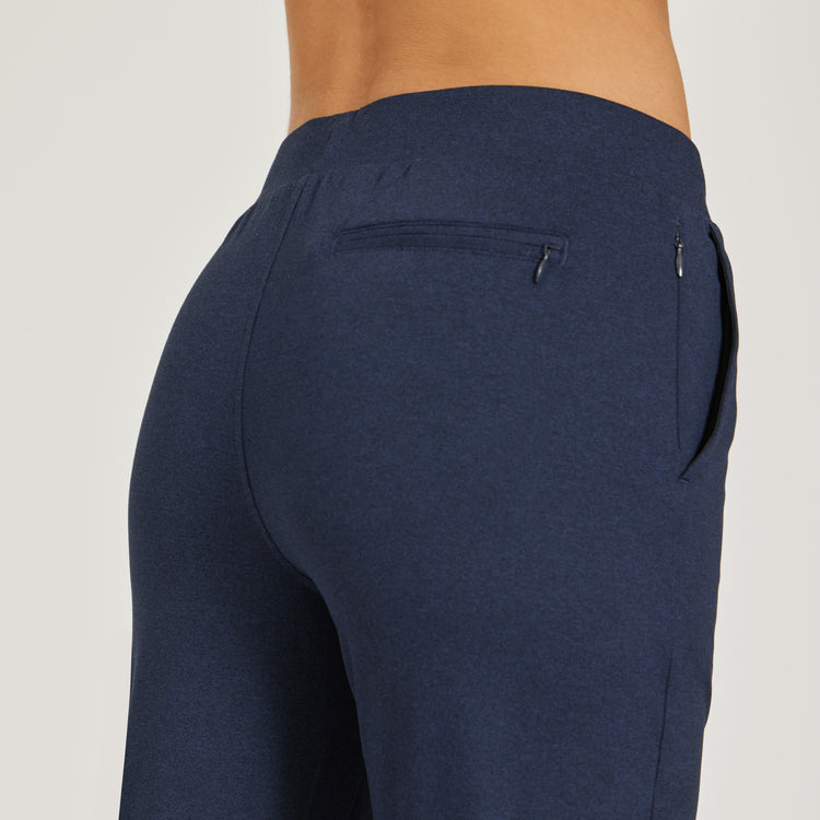 Women wearing Navy Heather Cropped Performance Jogger