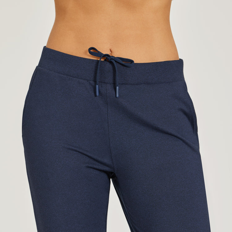 Women wearing Navy Heather Cropped Performance Jogger