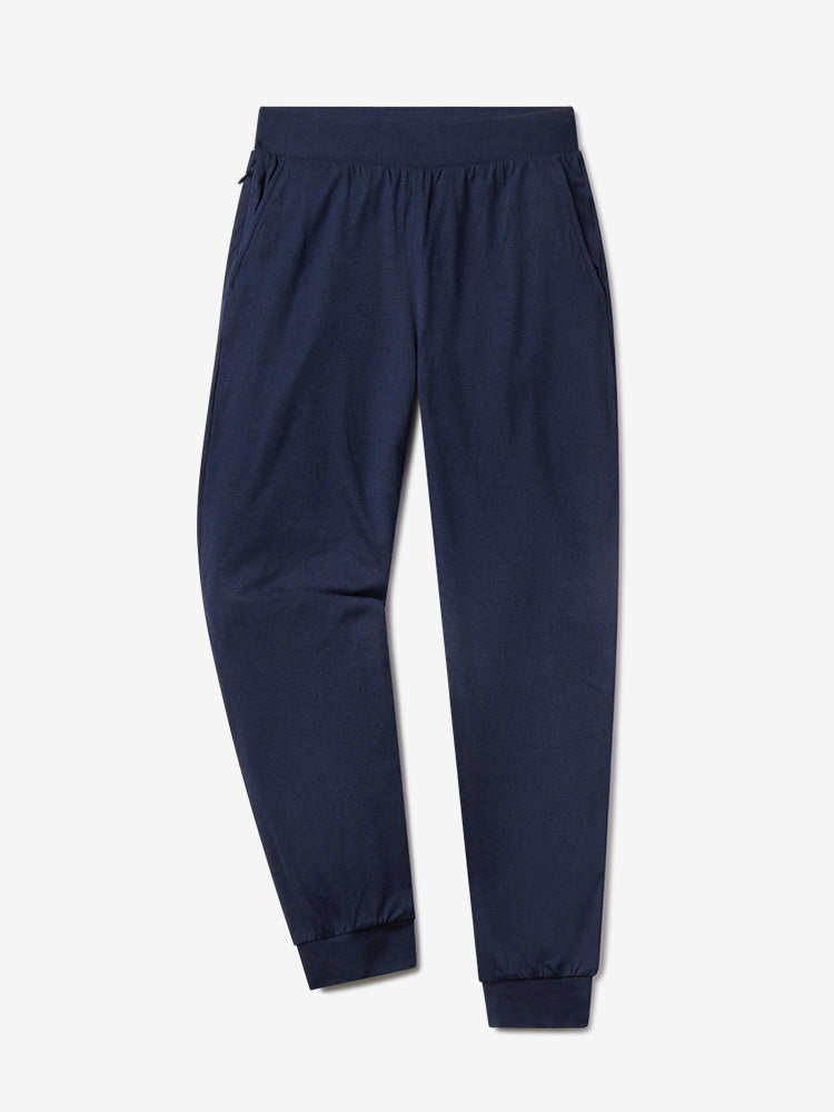Women wearing Navy Heather Cropped Performance Jogger