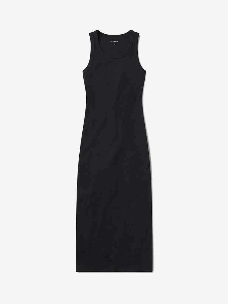 Women wearing Black Rib Tank Dress