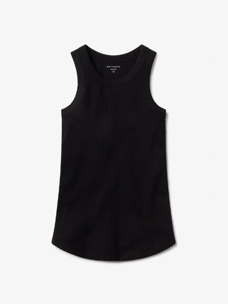 Women wearing Black Rib Tank
