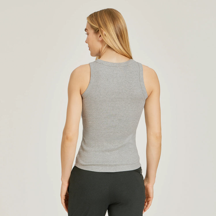 Women wearing Heather Gray Rib Tank