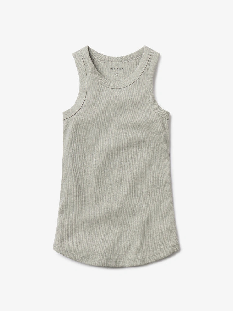 Women wearing Heather Gray Rib Tank
