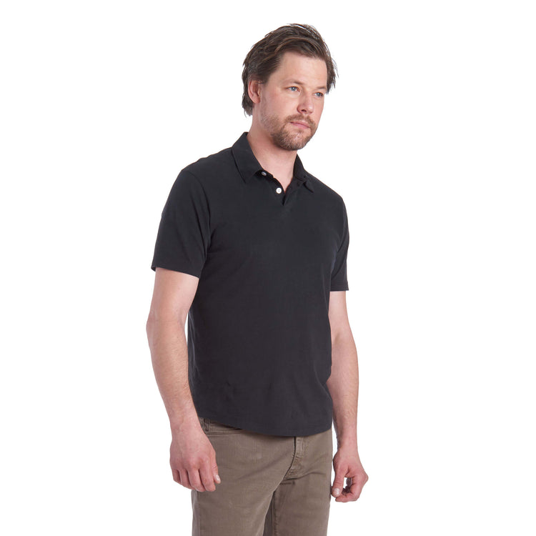 Men wearing Noir Jersey Sueded Polo