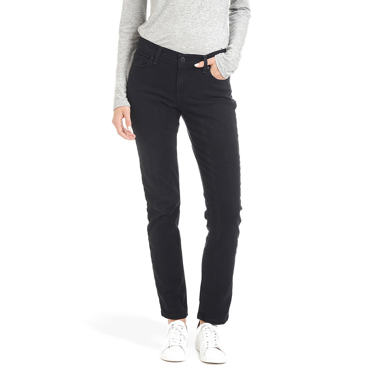 Women wearing Washed Black Mid Rise Slim Straight Allen Jeans