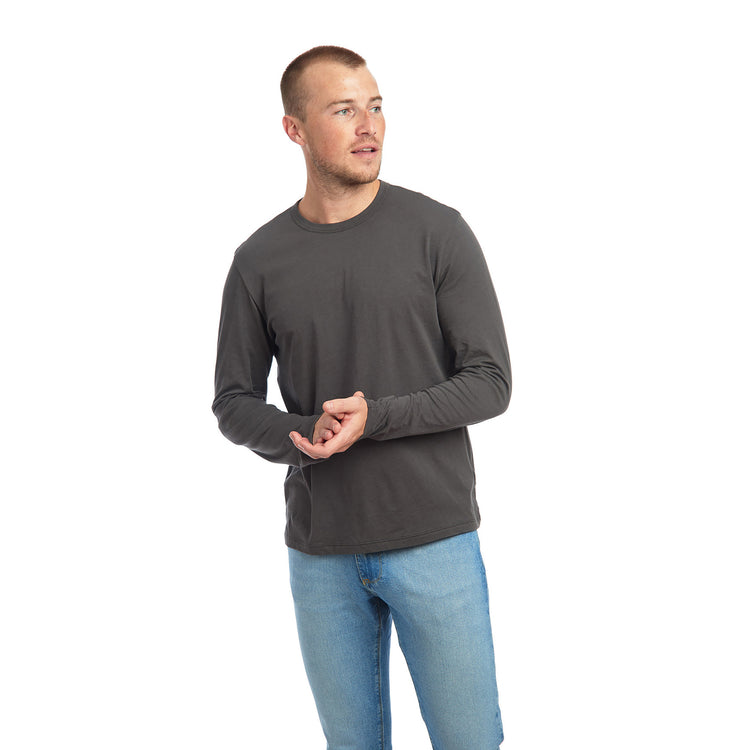 Men wearing Dark Gray Long Sleeve Crew Tee Driggs