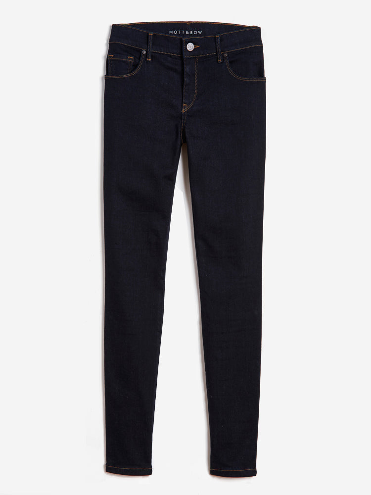 Women wearing Bleu Foncé Mid Rise Skinny Moore Jeans