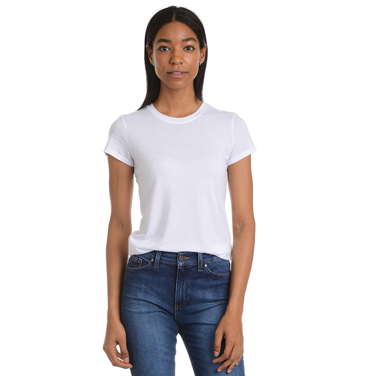 Women wearing Blanco Fitted Crew Marcy Tee