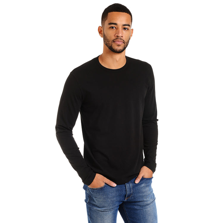 Men wearing Noir Long Sleeve Crew Tee Driggs