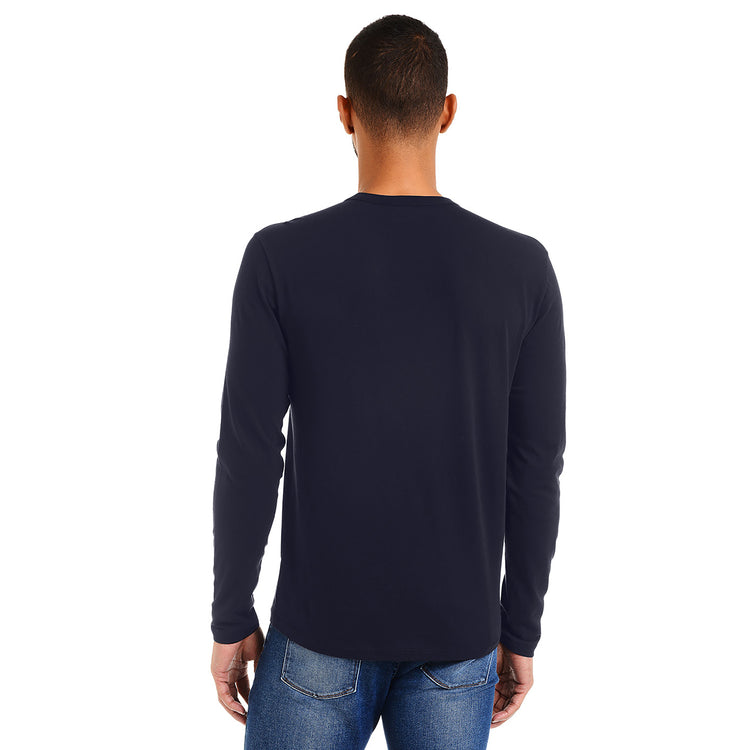 Men wearing Bleu marine Long Sleeve Crew Tee Driggs