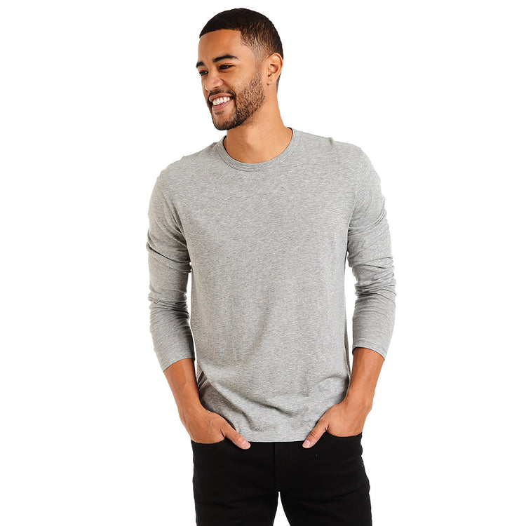 Men wearing Gris jaspeado Long Sleeve Crew Tee Driggs