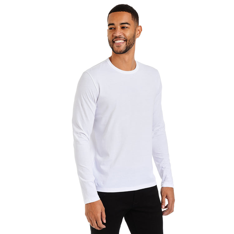 Men wearing White Long Sleeve Crew Tee Driggs
