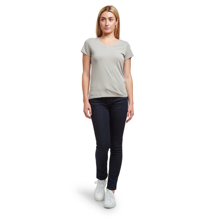 Women wearing Gris Clair Fitted V-Neck Marcy Tee