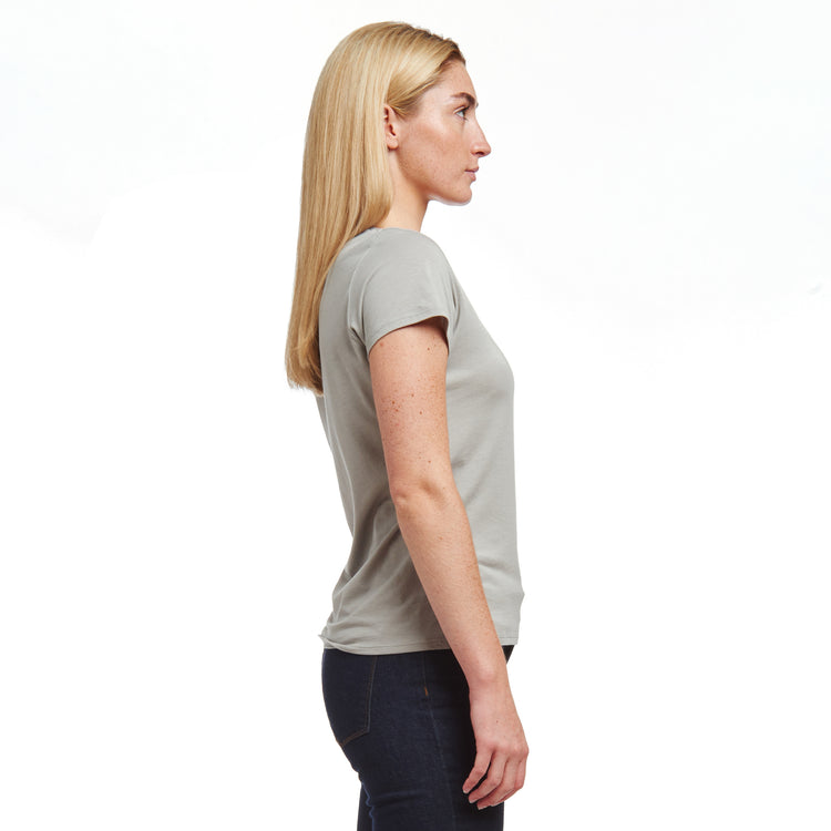Women wearing Gris Clair Fitted V-Neck Marcy Tee