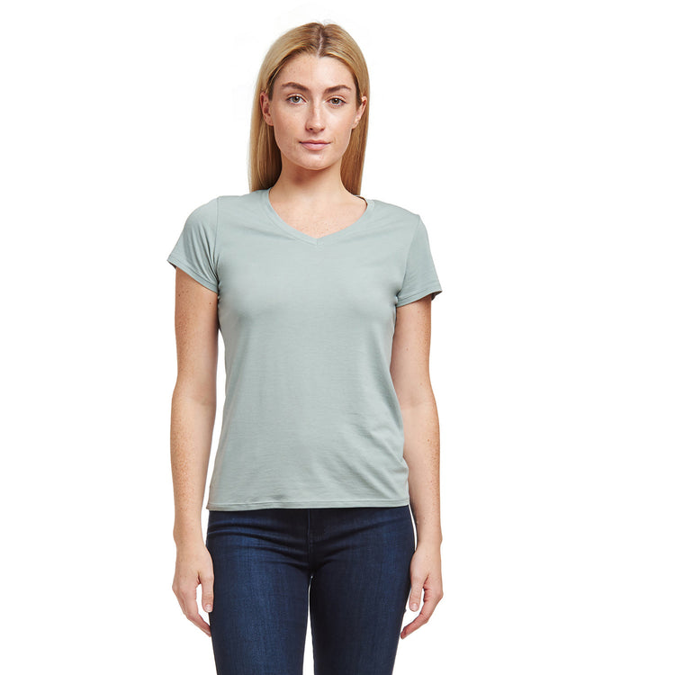 Women wearing Vino Fitted V-Neck Marcy Tee