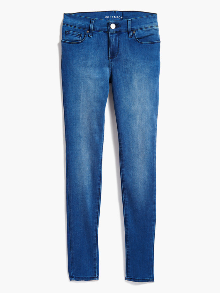 Women wearing Bleu Médium High Rise Skinny Ann Jeans