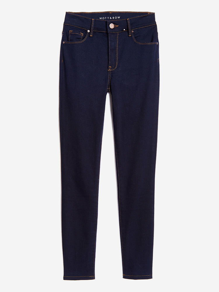 Women wearing Dark Blue Mid Rise Skinny Ann Jeans
