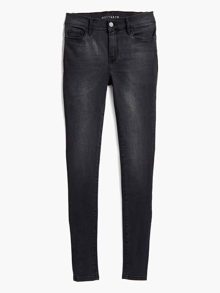 Women wearing Dark Gray Mid Rise Skinny Orchard Jeans