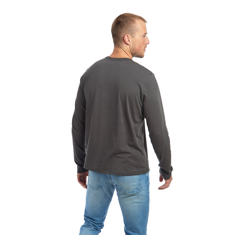 Men wearing Dark Gray Long Sleeve Crew Tee Driggs