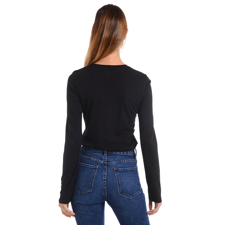 Women wearing Black Long Sleeve Crew Tee Marcy