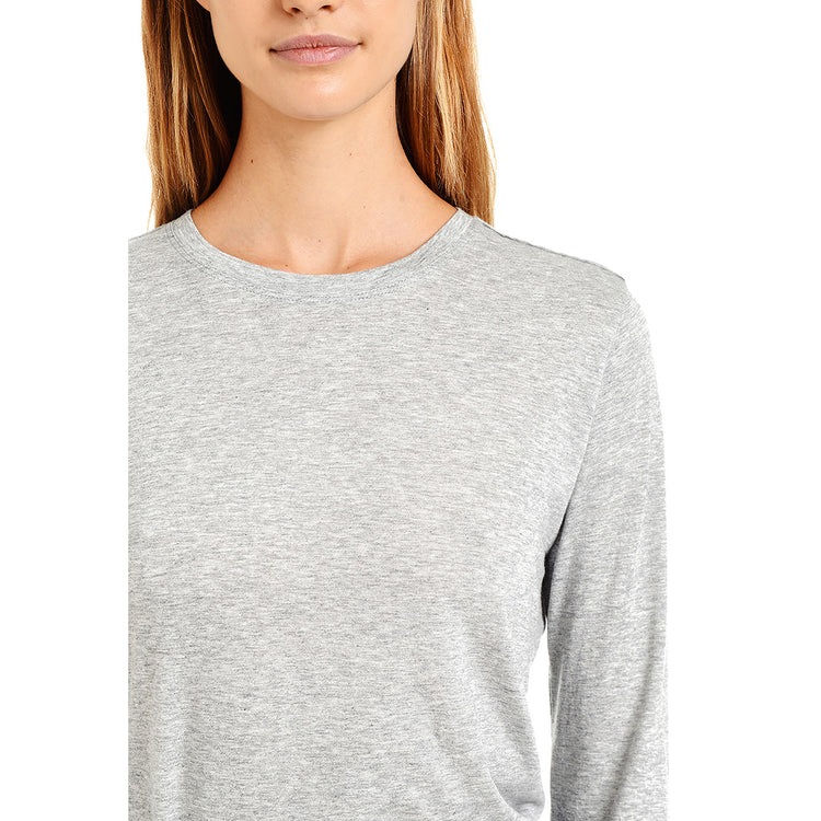 Women wearing Heather Gray Long Sleeve Crew Tee Marcy