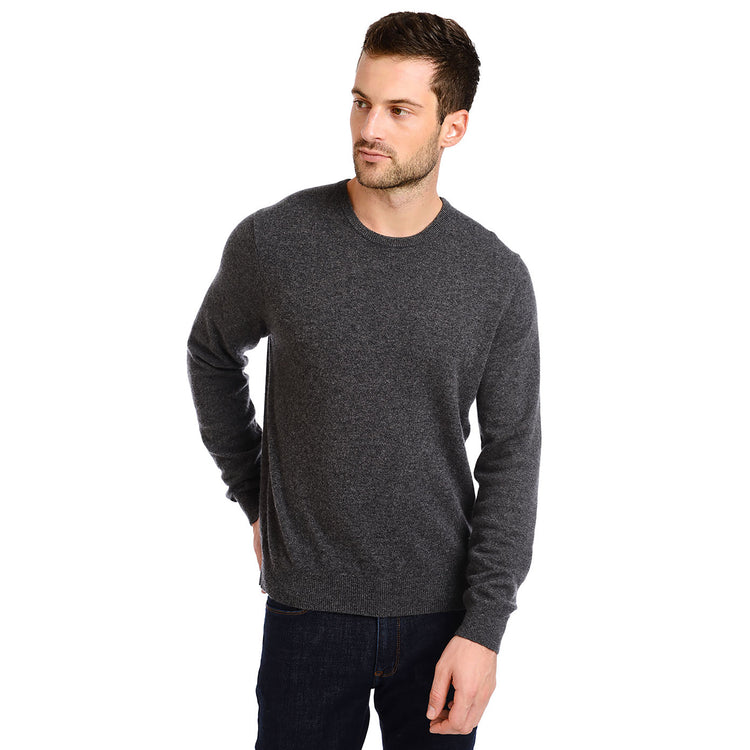 Men wearing Charcoal Heather Classic Cashmere Crew Bergen Sweater