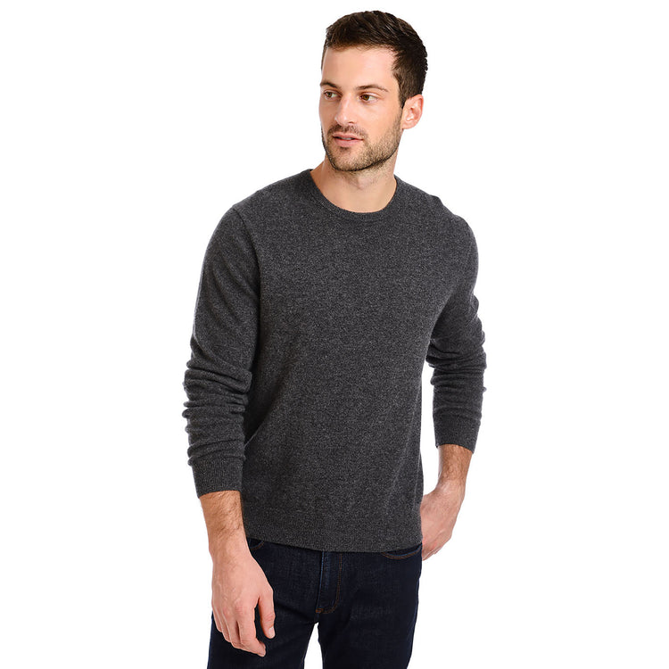 Men wearing Charcoal Heather Classic Cashmere Crew Bergen Sweater