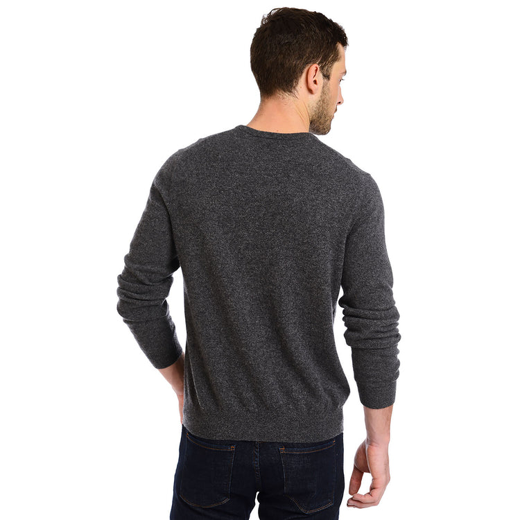 Men wearing Charcoal Heather Classic Cashmere Crew Bergen Sweater
