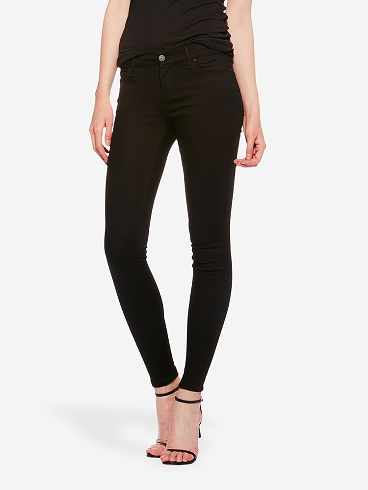 Women wearing Black Mid Rise Skinny Bond Jeans