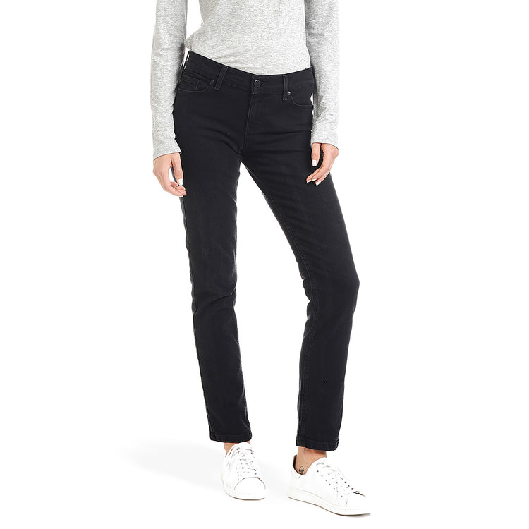 Women wearing Washed Black Mid Rise Slim Straight Allen Jeans