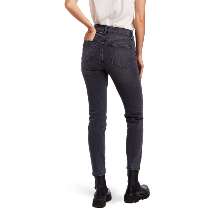 Women wearing Bleu Graphite High Rise Mom Allen Jeans