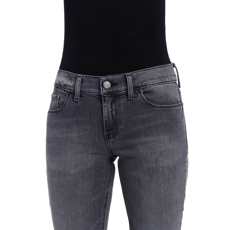 Women wearing Gray Mid Rise Slim Straight Allen Jeans