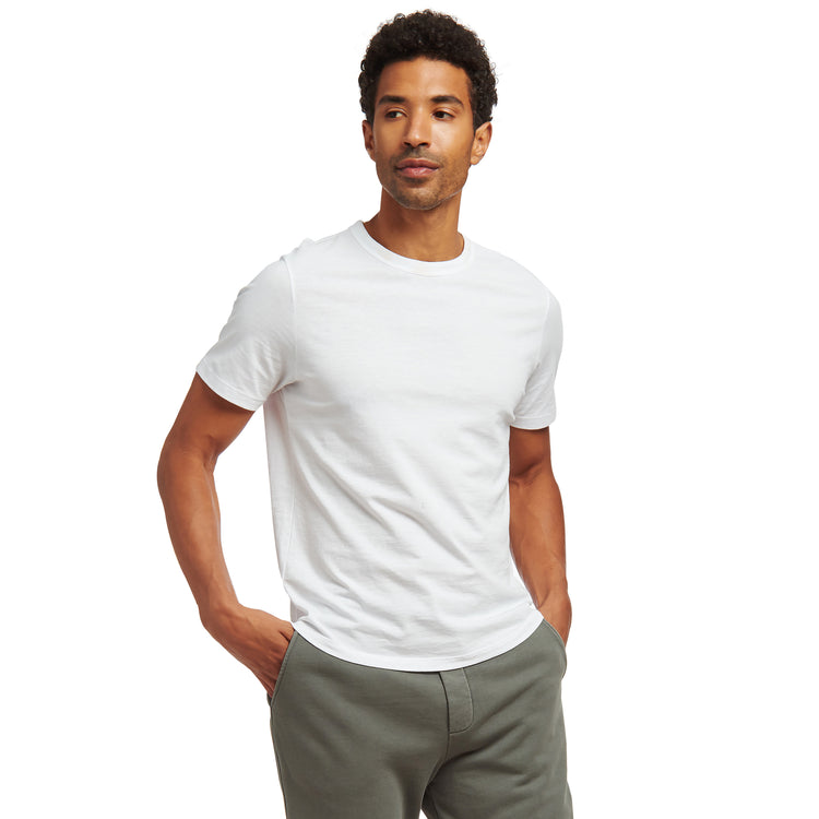 Men wearing White Curved Hem Driggs Tee
