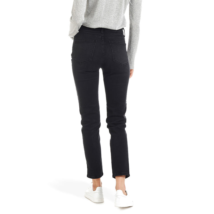 Women wearing Washed Black High Rise Mom Allen Jeans