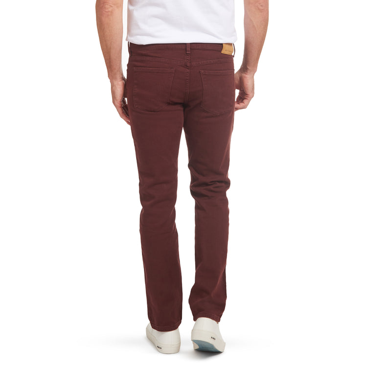 Men wearing Burgundy Slim Mercer Jeans
