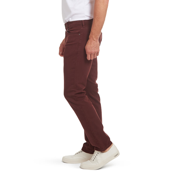 Men wearing Burgundy Slim Mercer Jeans