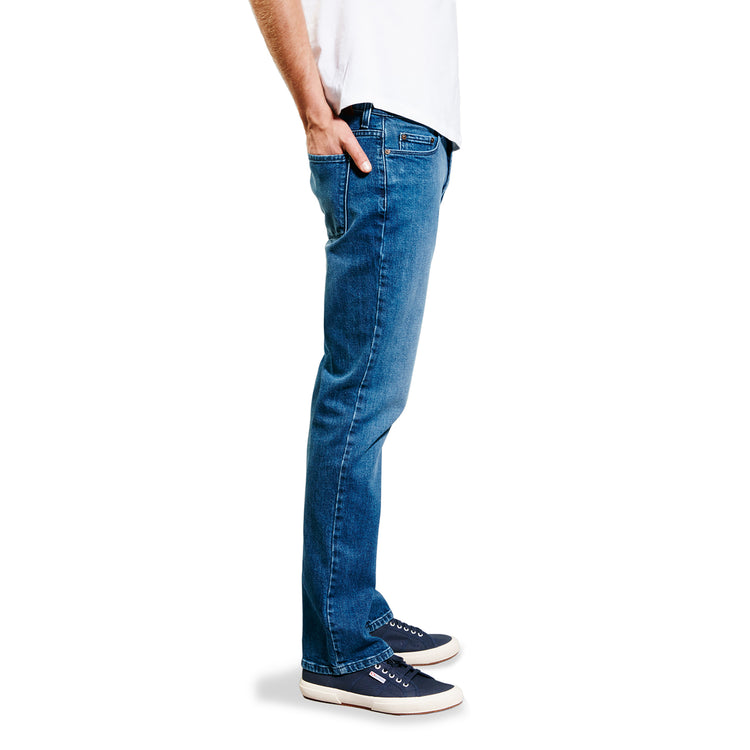 Men wearing Medium Blue Straight Warren Jeans
