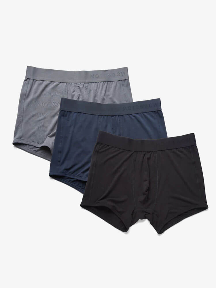 Men wearing Gray/Navy/Black Trunks 3-Pack