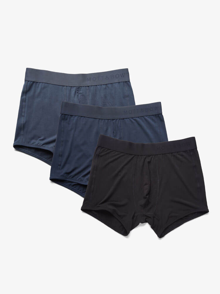 Men wearing Steel Gray/Navy/Black Trunks 3-Pack